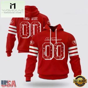 Custom Name And Number NFL San Francisco 49ers Christmas Spirit All Over Print Hoodie Shirt