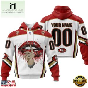 Custom Name And Number NFL San Francisco 49ers Lips All Over Print Hoodie