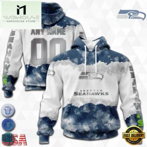 Custom Name And Number NFL Seattle Seahawks Color Christmas 3D Hoodie Shirt