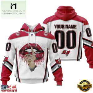 Custom Name And Number NFL Tampa Bay Buccaneers Lips All Over Print Hoodie