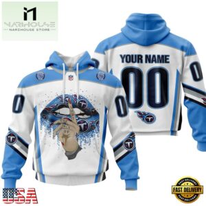 Custom Name And Number NFL Tennessee Titans Lips All Over Print Hoodie