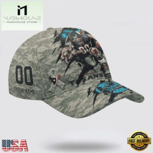 Custom Name And Number NFL Texans Camo Mascot Classic Baseball Cap
