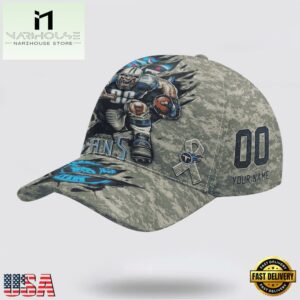 Custom Name And Number NFL Titans Camo Mascot Classic Baseball Cap