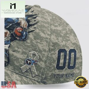 Custom Name And Number NFL Titans Camo Mascot New Design Baseball Cap 13 Custom Name And Number NFL Titans Camo Mascot Classic Baseball Cap