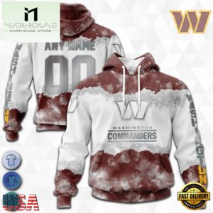 Custom Name And Number NFL Washington Commanders Color Christmas 3D Hoodie Shirt