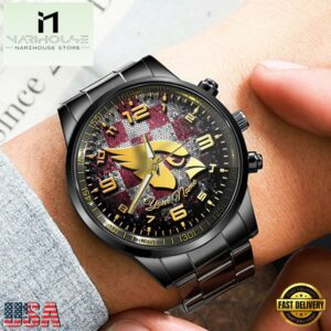 Custom Name Arizona Cardinals NFL 3D Men Black Stainless Steel Watch Gift For Fans