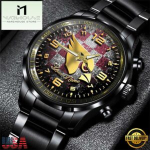 Custom Name Arizona Cardinals NFL 3D Men Black Stainless Steel Watch Gift For Fans