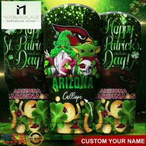 Custom Name Arizona Cardinals NFL Shamrock Happy Patrick Day Tumbler