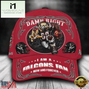 Custom Name Atlanta Falcons NFL Mascot Damn Right Sport Baseball Cap
