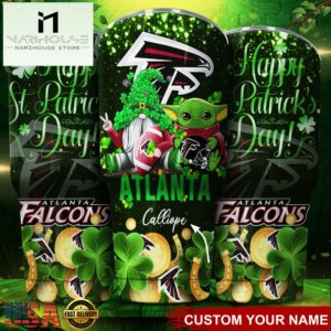 Custom Name Atlanta Falcons NFL Shamrock Happy Patrick Day Tumbler