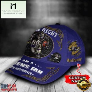Custom Name Baltimore Ravens NFL Mascot Damn Right Football Team Baseball Cap