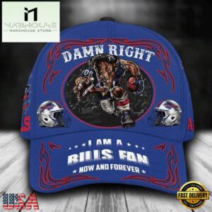 Custom Name Buffalo Bills NFL Mascot Damn Right Sport Baseball Cap