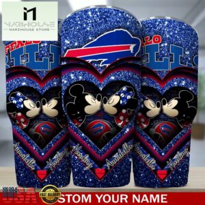 Custom Name Buffalo Bills NFL Mickey Minnie Couple Valentine Day Tumbler