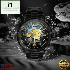 NFL Custom Name Carolina Panthers 3D Men Black Stainless Steel Watch 5 Custom Name Carolina Panthers NFL 3D Men Black Stainless Steel Watch Gift For Fans