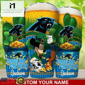 Custom Name Carolina Panthers NFL Irish Mickey Patrick Day Tumbler