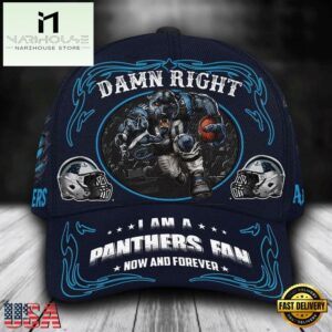 Custom Name Carolina Panthers NFL Mascot Damn Right Sport Baseball Cap