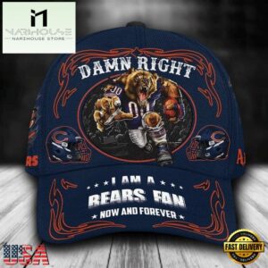Custom Name Chicago Bears NFL Mascot Damn Right Sport Baseball Cap