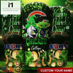 Custom Name Chicago Bears NFL Shamrock Happy Patrick Day Tumbler