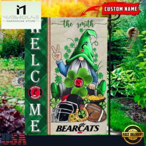 Custom Name Cincinnati Bearcats Happy St. Patrick's Day Shamrock House And Garden Flag