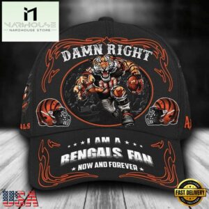 Custom Name Cincinnati Bengals NFL Mascot Damn Right Football Team Baseball Cap