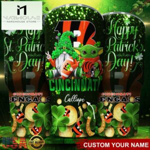 Custom Name Cincinnati Bengals NFL Shamrock Happy Patrick Day Tumbler