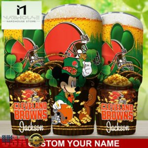 Custom Name Cleveland Browns NFL Irish Mickey Patrick Day Tumbler