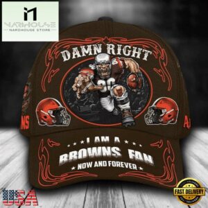 Custom Name Cleveland Browns NFL Mascot Damn Right Football Team Baseball Cap
