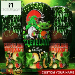 Custom Name Cleveland Browns NFL Shamrock Happy Patrick Day Tumbler