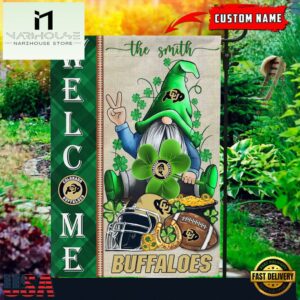 Custom Name Colorado Buffaloes Happy St. Patrick's Day Shamrock House And Garden Flag