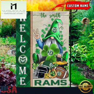 Custom Name Colorado State Rams Happy St. Patrick's Day Shamrock House And Garden Flag