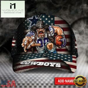 Custom Name Dallas Cowboys Mascot US Flag Nfl Team Sport Baseball Cap