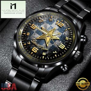 Custom Name Dallas Cowboys NFL 3D Men Black Stainless Steel Watch Gift For Fans