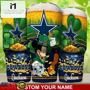 Custom Name Dallas Cowboys NFL Irish Mickey Patrick Day Tumbler