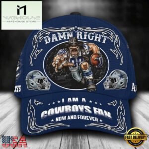 Custom Name Dallas Cowboys NFL Mascot Damn Right Sport Baseball Cap