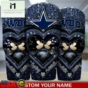 Custom Name Dallas Cowboys NFL Mickey Minnie Couple Valentine Day Tumbler