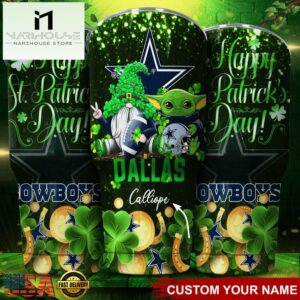 Custom Name Dallas Cowboys NFL Shamrock Happy Patrick Day Tumbler