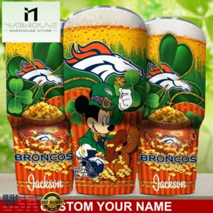 Custom Name Denver Broncos NFL Irish Mickey Patrick Day Tumbler