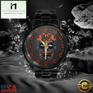 Custom Name Denver Broncos NFL Men Black Stainless Steel Watch Gift For Fans