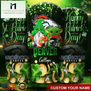 Custom Name Denver Broncos NFL Shamrock Happy Patrick Day Tumbler