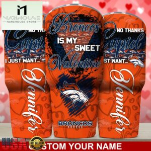 Custom Name Denver Broncos NFL You Are My Sweet Valentine Day Tumbler