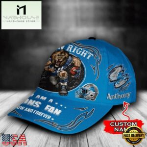 Custom Name Detroit Lions NFL Mascot Damn Right Sport Baseball Cap