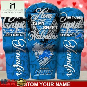 Custom Name Detroit Lions NFL You Are My Sweet Valentine Day Tumbler