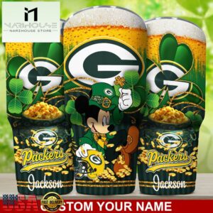 Custom Name Green Bay Packers NFL Irish Mickey Patrick Day Tumbler