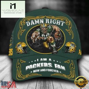 Custom Name Green Bay Packers NFL Mascot Damn Right Sport Baseball Cap