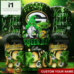 Custom Name Green Bay Packers NFL Shamrock Happy Patrick Day Tumbler