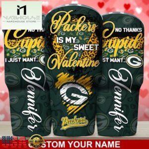 Custom Name Green Bay Packers NFL You Are My Sweet Valentine Day Tumbler