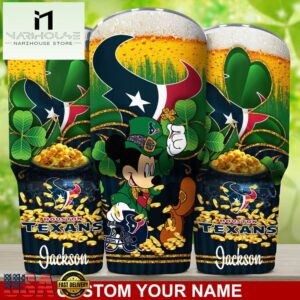 Custom Name Houston Texans NFL Irish Mickey Patrick Day Tumbler