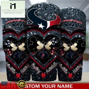 Custom Name Houston Texans NFL Mickey Minnie Couple Valentine Day Tumbler