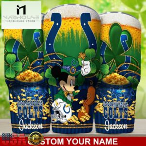 Custom Name Indianapolis Colts NFL Irish Mickey Patrick Day Tumbler