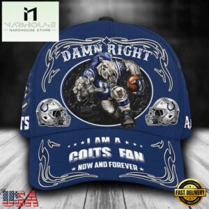 Custom Name Indianapolis Colts NFL Mascot Damn Right Football Team Baseball Cap